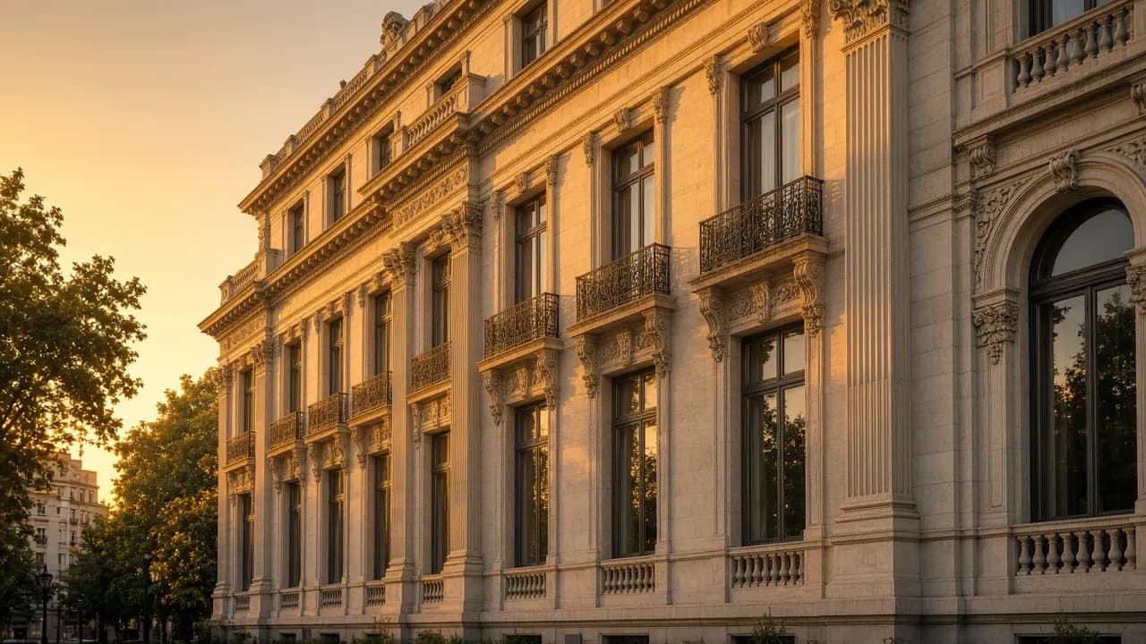 Fachada Beaux-Arts del concepto Palacio Alberdi en Recoleta